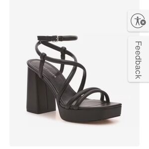 Marc Fisher Black Strappy platform Block Heels “Godea”